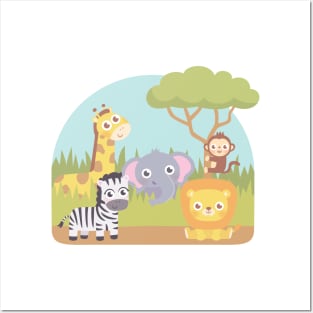 Cute Safari Animals Posters and Art